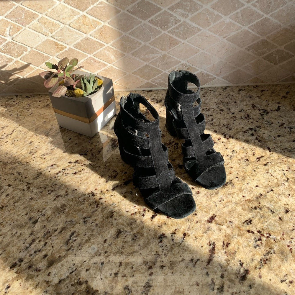 Women’s The Wishbone Collection Heels - Black Strap Suede Heels